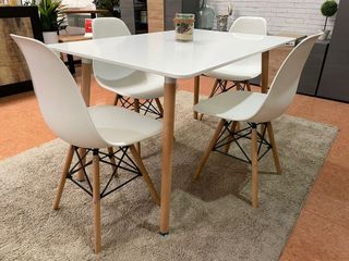 MESA COMEDOR 140CM + 4 SILLAS NÓRDICAS