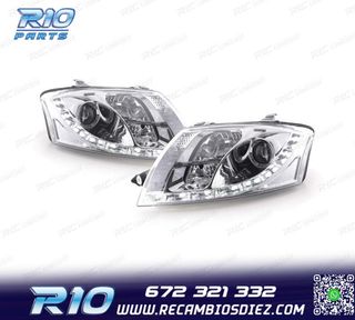 FAROS AUDI TT 98-05 LUZ DIURNA LED FONDO CROMO