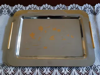 Vassoio Acciaio Incisioni Oro 24K Liguria Sanremo