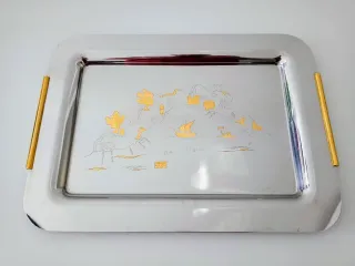 Vassoio Acciaio Incisioni Oro 24K Liguria Sanremo