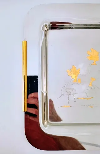 Vassoio Acciaio Incisioni Oro 24K Liguria Sanremo