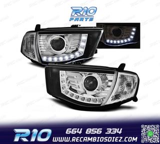 FAROS MITSUBISHI L200 06-10 LUZ DIURNA FONDO CROMO