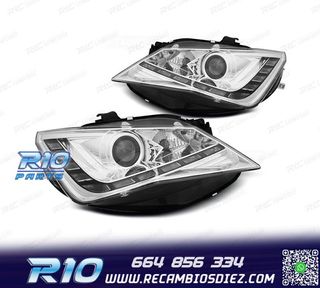 FAROS SEAT IBIZA 6J 12-15 LUZ DIURNA LED FONDO CROMO