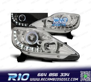 FAROS PEUGEOT 107 05-12 LUZ DIURNA FONDO CROMO