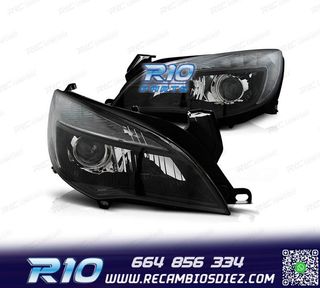 FAROS PARA OPEL ASTRA J 09-15 LUZ DIURNA LED FONDO NEGRO