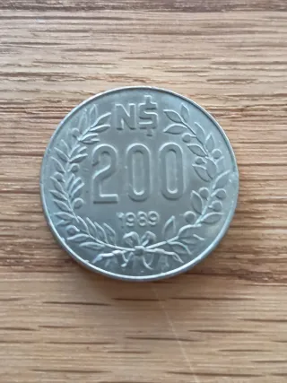 Moneda Uruguay 200 Nuevos Pesos 1989