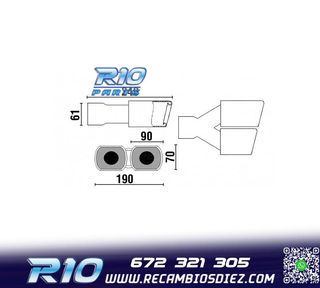COLA ESCAPE DOBLE RECTANGULAR ACERO INOX