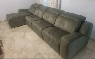 Sofá modular verde de tela