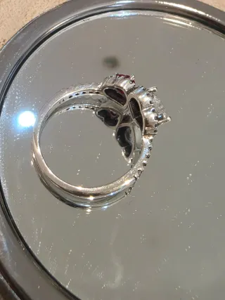 Anillo Doble Corazón Plata S925