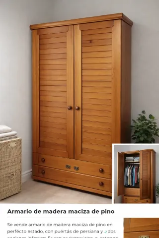 Armadio in legno massello con cassetti