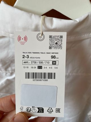 Camisa blanca Zara para niña de 2-3 años
