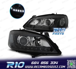FAROS LUZ DIURNA LED OPEL ASTRA G 97-04 FONDO NEGRO