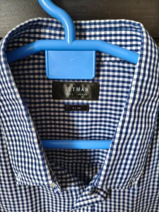 Camisa cuadros azul Lefties Talla L