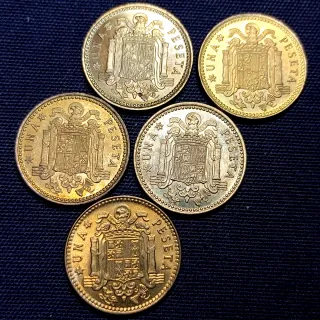 BAZ2 2. 1 peseta 1963 *65 y 4 x 1966 S/C y proof