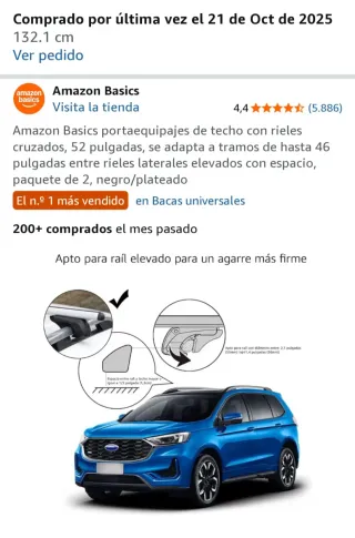 Bacas portaequipajes de techo +espumas protectoras