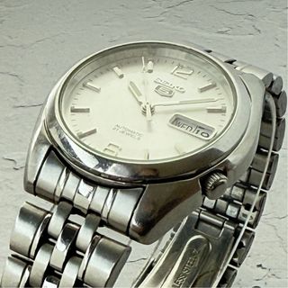 Reloj Seiko 5 Automático Plata y Blanco