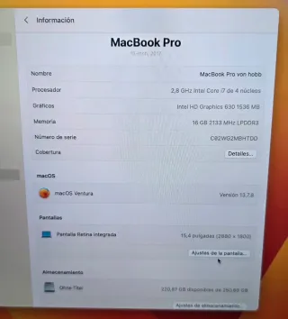 Macbook pro 2017 15" i7 16gb o cambio SOLO HOY