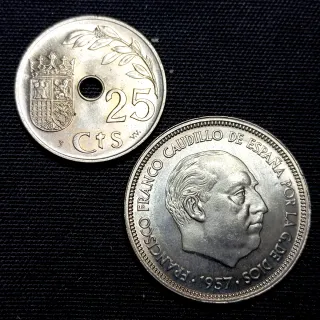 BAZ2 1. 25 céntimos y 50 pesetas sin circular