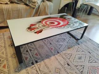 Mesa de centro cristal y metal