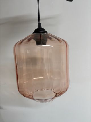 Lámpara colgante de cristal rosa