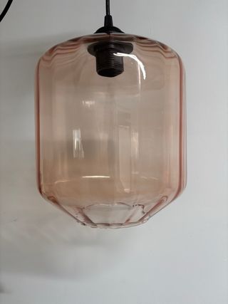 Lámpara colgante de cristal rosa