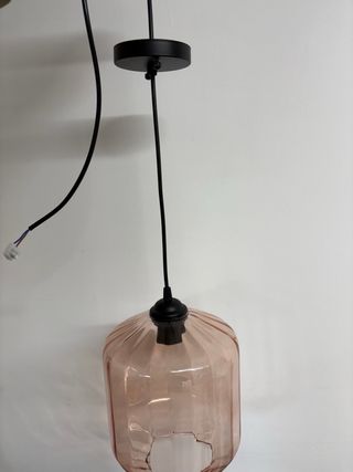 Lámpara colgante de cristal rosa