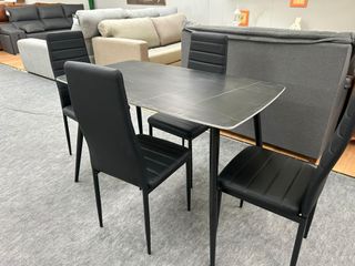 Mesa de comedor estilo mármol + 4 sillas polipiel