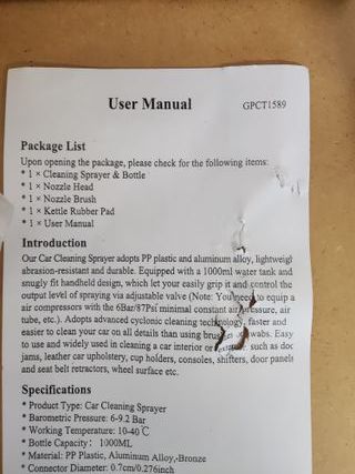 Pistola Limpieza Coche