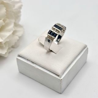 Anillo oro 14kt zafiros y diamantes
