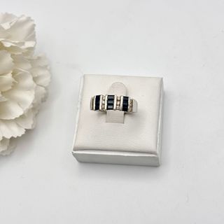 Anillo oro 14kt zafiros y diamantes