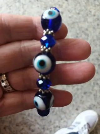 Pulsera Ojo Turco Cristal Azul y Plata
