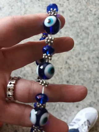 Pulsera Ojo Turco Cristal Azul y Plata