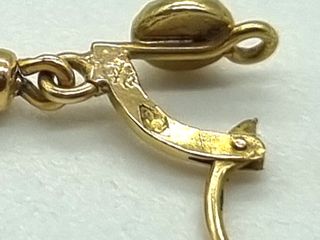 Pendientes antiguos oro 18K con piedra negra