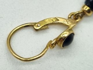 Pendientes antiguos oro 18K con piedra negra