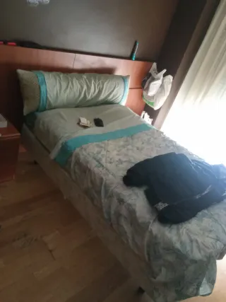 Cama individual madera y tela