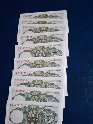 10 Billetes 5 Pesetas Correlativos