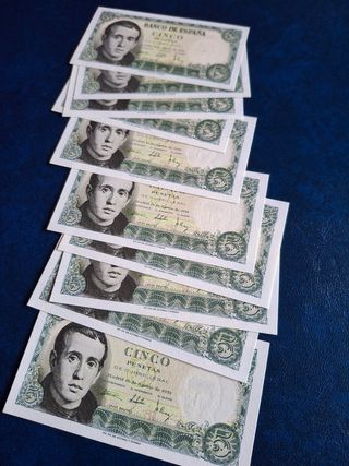 10 Billetes 5 Pesetas Correlativos