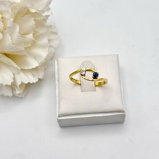 Anillo oro 18kt con circonita y zafiro