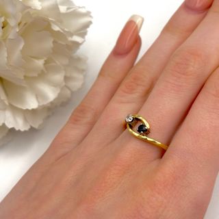 Anillo oro 18kt con circonita y zafiro