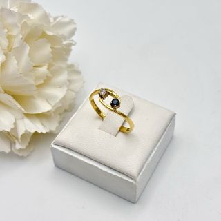 Anillo oro 18kt con circonita y zafiro