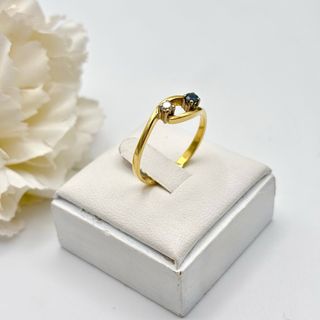 Anillo oro 18kt con circonita y zafiro