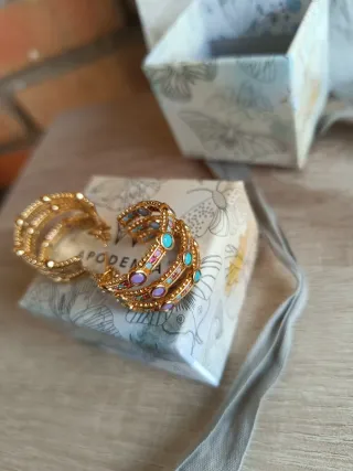 Pendientes Aponeida Nefertiti Oro Multicolor