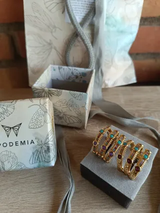 Pendientes Aponeida Nefertiti Oro Multicolor