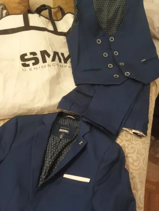 Traje de novio SMK azul talla S