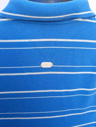 Polo Tommy Hilfiger a righe blu e bianche taglia M