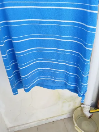 Polo Tommy Hilfiger a righe blu e bianche taglia M