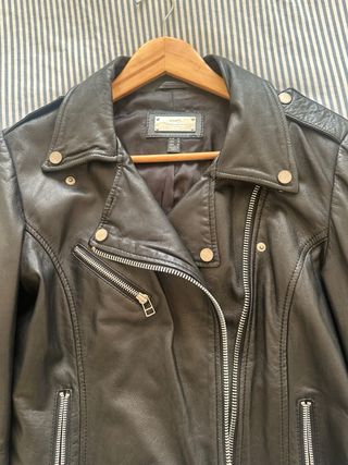 Chaqueta Biker Cuero Negra Talla M