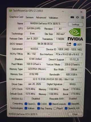 Tarjeta Gráfica NVIDIA GeForce RTX 3070 Ti FE
