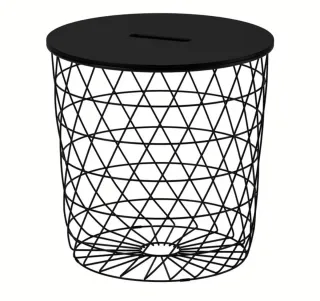 Mesa auxiliar redonda negra metal