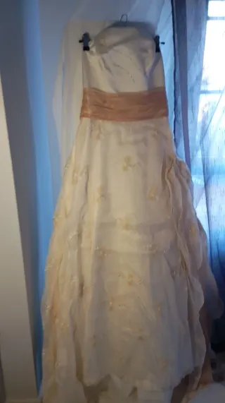 Vestido de Novia beige y Dorado